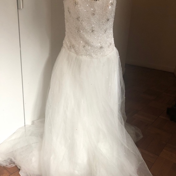 David’s Bridal Jewel Wedding Dress Sz 10 - Picture 7 of 15
